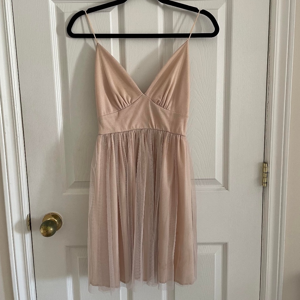 Cream Princess Dress with Glitter Tulle Overlay